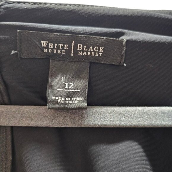 White House Black Market Size 12 Sheath Little Black Dress Layered Design Sleeve - Picture 3 of 10